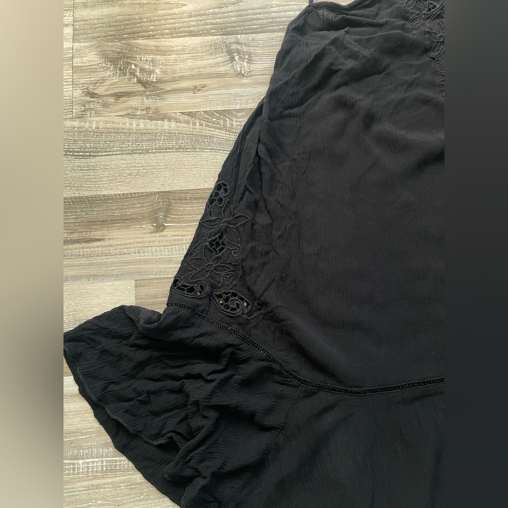 Free People Halter Mini Dress Size Small Solid Embroidered Rayon Relaxed - Picture 2 of 7